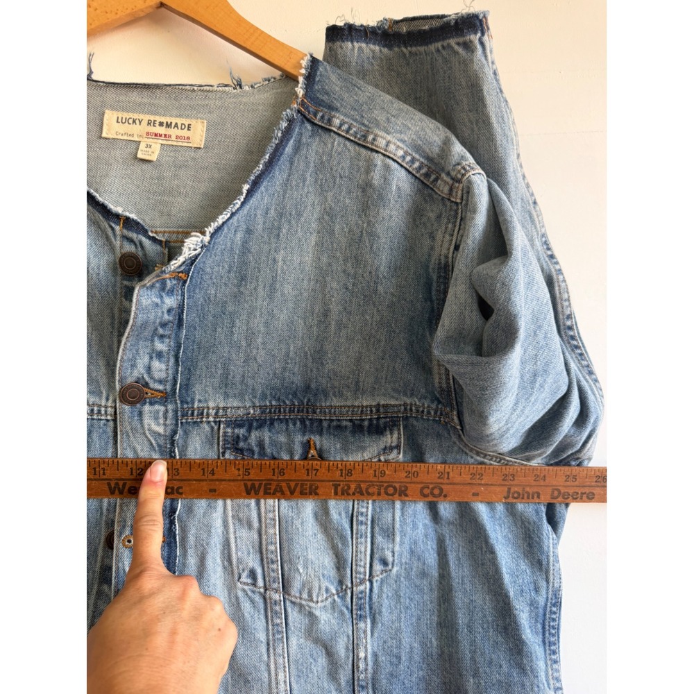 Lucky Brand Re-Made Smart Trucker festival Denim Jacket Light Wash 3X Western - Picture 8 of 9